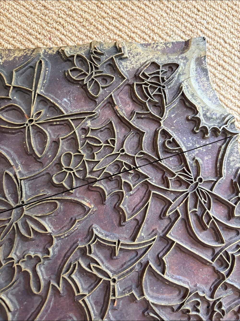 LARGE BLOCK STAMP- OLD made in France 🇫🇷 textiles - Picture 13 of 16